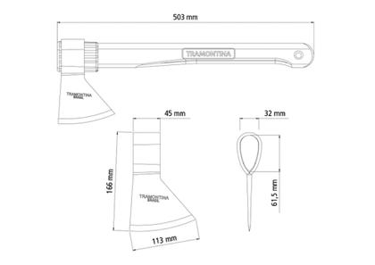 Imagem de Machado Soldado com Cabeça Redonda Tramontina Tamanho 2 em Aço com Cabo de Madeira 50 cm