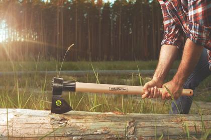 Imagem de Machado Soldado com Cabeça Redonda Tramontina Tamanho 2 em Aço com Cabo de Madeira 50 cm
