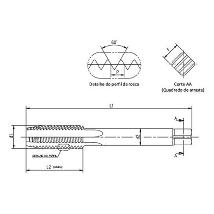 Imagem de MACHO AÇO RÁPIDO MANUAL Nº 5 (1/8) DIN351 UNC JOGO 2 PEÇAS