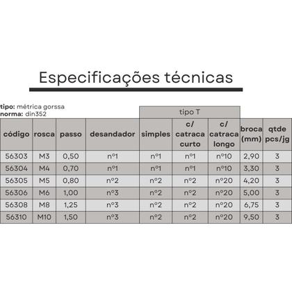 Imagem de macho manual m03x0,5 jogo 3 pçs