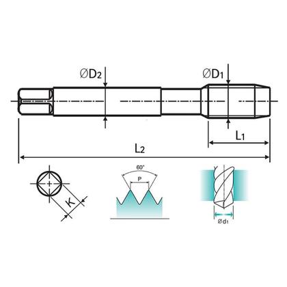 Imagem de Macho máquina aço rápido unc i 3/8" x 16f ch 371 combo ox tb824482 yg-1