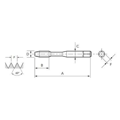 Imagem de MACHO MAQUINA HSS-E Nº 10 DIN2182 280/1 PONTA HELICOIDAL UNC