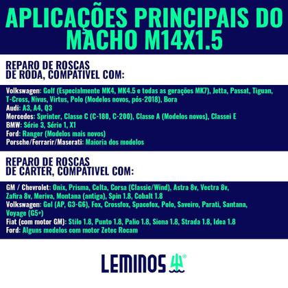 Imagem de Macho Para Fazer Rosca Manual M14 X 1.5 Leminos 3 Peças