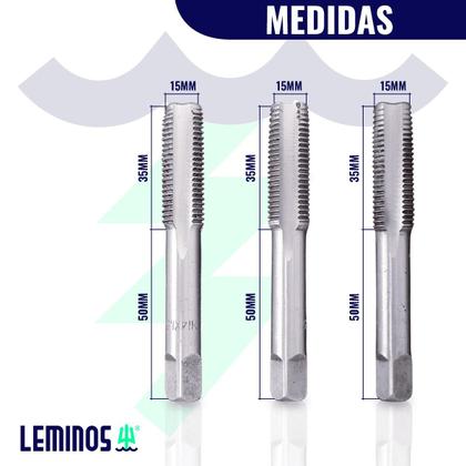 Imagem de Macho Para Fazer Rosca Manual M14 X 1.5 Leminos 3 Peças