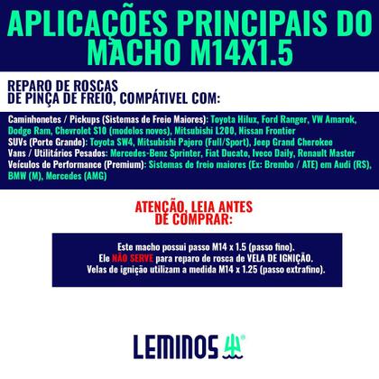 Imagem de Macho Para Fazer Rosca Manual M14 X 1.5 Leminos 3 Peças