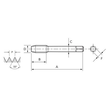 Imagem de Macho Para Máquina HSSE BSW 1/2 X 12 SFT 295/2 - DIN 2183 TIN - OSG