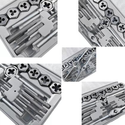 Imagem de Machos e Cossinetes Com 20 peças e Estojo em Aço Carbono