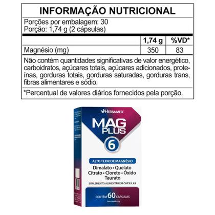 Imagem de Mag Plus 6 Magnésio C60 Herbamed  Energia e Função Muscular