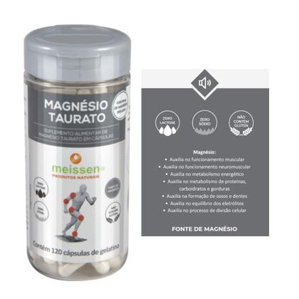 Imagem de Magnésio Taurato Meissen Suplemento Alimentar Kit 3X 120 Cápsulas Sem Glúten Zero Lactose e Sódio