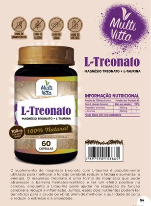 Imagem de Magnésio Treonato + L-taurina) 700mg, 60 Cáps Multivitta