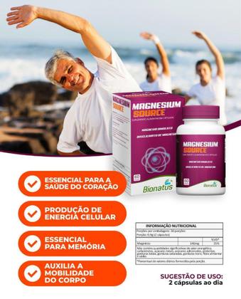Imagem de Magnesium source magnesio puro 900mg 60caps bionatus