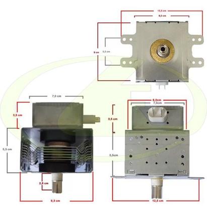 Imagem de Magnetron p/ forno micro-ondas original witol com 8 furos para fixação em 4 pontos 2m319j repõe 2m219j