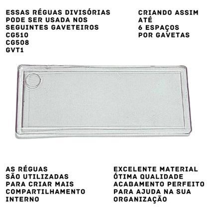 Imagem de Magus Régua Divisória P Gaveteiro Organizador Multiuso Cor Transparente Kit Com 50unidades RGA1