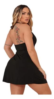 Imagem de Maiô 2 em 1 Vestido com Saida de Praia Feminino Preto Liso