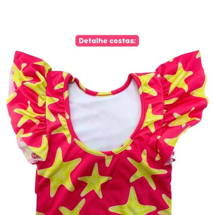 Imagem de Maiô Babado Mangas Proteção Solar UV Menina Infantil Praia