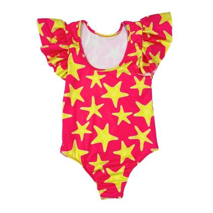 Imagem de Maiô Babado Mangas Proteção Solar UV Menina Infantil Praia