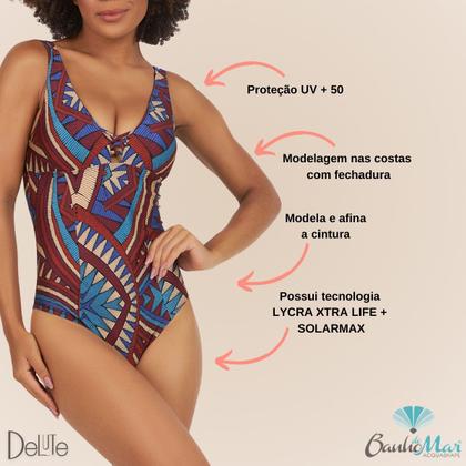 Imagem de Maiô Banho de Mar Alça Fina Sem Bojo Efeito Zero Barriga Modela e Reduz Moda Praia Estampado