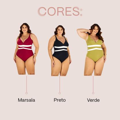 Imagem de Maiô Banho de Mar Zero Barriga Alta Compressão Plus Size