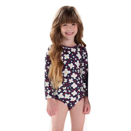 Imagem de Maiô Bebê e Infantil Proteção UV Flores Marinho Up Baby