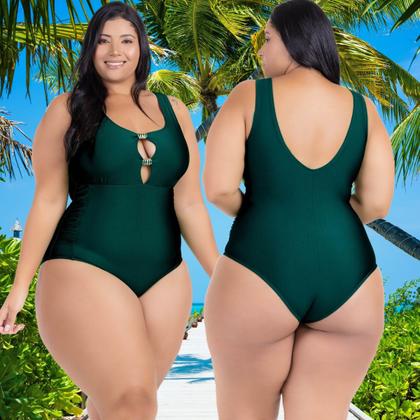 Imagem de Maio Body Acinturado Plus Size Modela Cintura Liso Casual