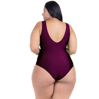 Imagem de Maio Body Acinturado Plus Size Modela Cintura Liso Casual