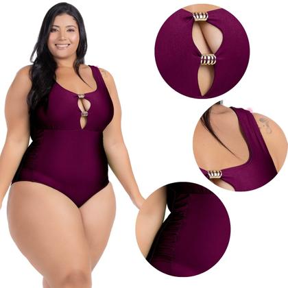Imagem de Maio Body Acinturado Plus Size Modela Cintura Liso Casual