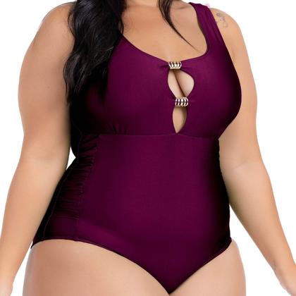 Imagem de Maio Body Acinturado Plus Size Modela Cintura Liso Casual