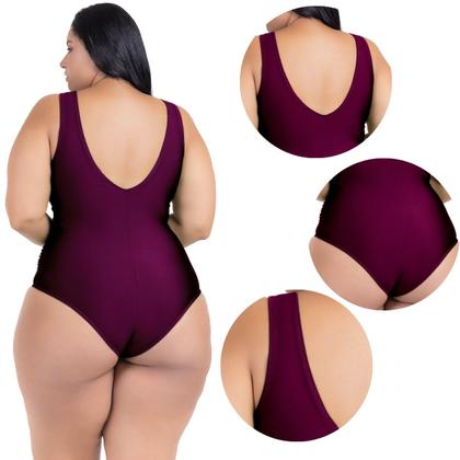 Imagem de Maio Body Acinturado Plus Size Modela Cintura Liso Casual