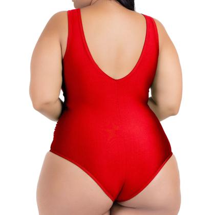 Imagem de Maio Body Acinturado Plus Size Modela Cintura Liso Casual