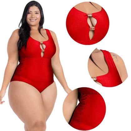 Imagem de Maio Body Acinturado Plus Size Modela Cintura Liso Casual