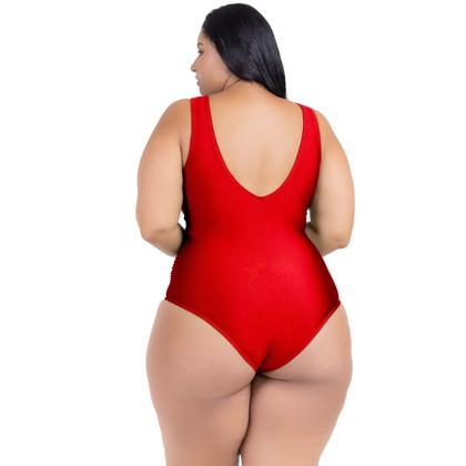 Imagem de Maio Body Acinturado Plus Size Modela Cintura Liso Casual