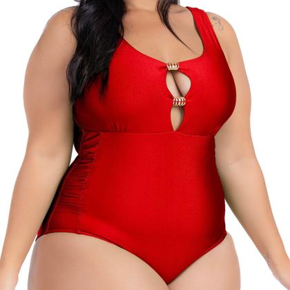 Imagem de Maio Body Acinturado Plus Size Modela Cintura Liso Casual