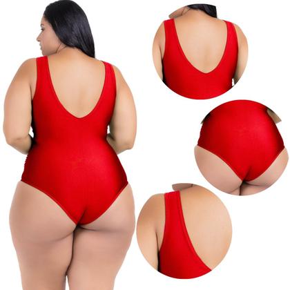 Imagem de Maio Body Acinturado Plus Size Modela Cintura Liso Casual