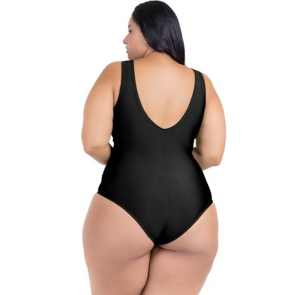Imagem de Maio Body Acinturado Plus Size Modela Cintura Liso Casual