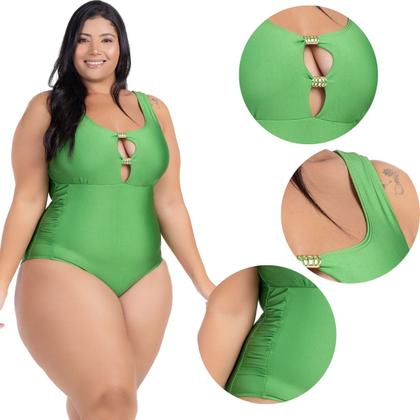 Imagem de Maio Body Acinturado Plus Size Modela Cintura Liso Casual
