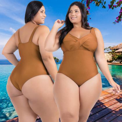 Imagem de Maio Body Acinturado Plus Size Modela Cintura Liso Casual
