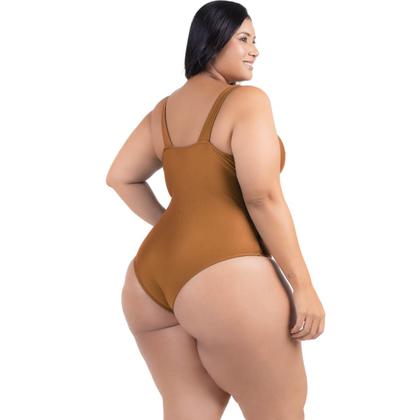 Imagem de Maio Body Acinturado Plus Size Modela Cintura Liso Casual