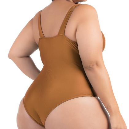 Imagem de Maio Body Acinturado Plus Size Modela Cintura Liso Casual