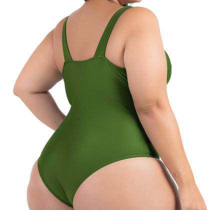Imagem de Maio Body Acinturado Plus Size Modela Cintura Liso Casual