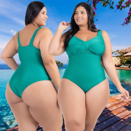 Imagem de Maio Body Acinturado Plus Size Modela Cintura Liso Casual