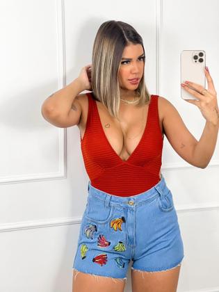 Imagem de Maiô/body canelado com argolas