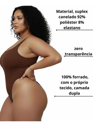 Imagem de Maiô Body Cavado Feminino Com Alças Em Suplex Canelado