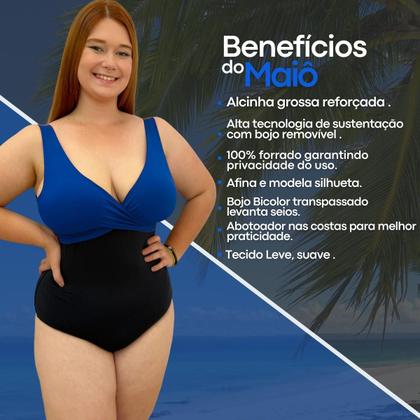 Imagem de Maiô, Body Feminino Plus Bicolor Chapa Barriga Com Bojo Neon