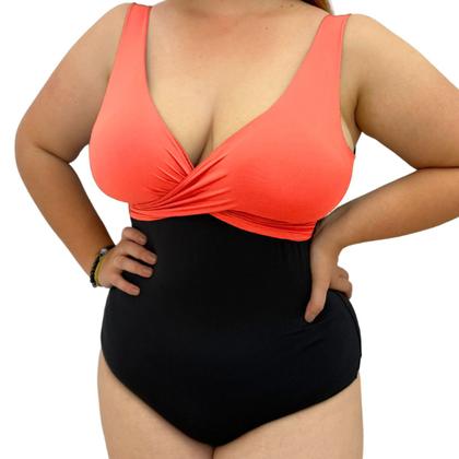 Imagem de Maiô, Body Feminino Plus Bicolor Chapa Barriga Com Bojo Neon