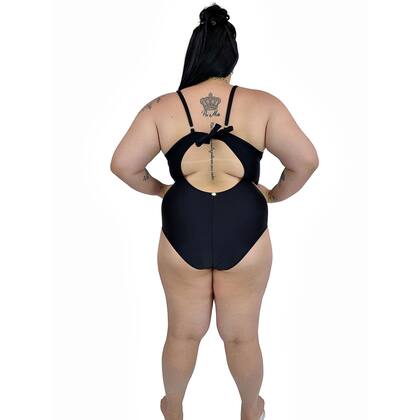 Imagem de Maiô Body Plus Size com Recort e Alça Finas Reguláveis Preto