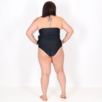 Imagem de Maiô Body Plus Size Frente Única com Bojo e Saída de Praia Embutida Preto