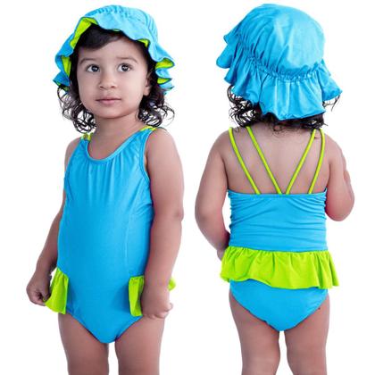 Imagem de Maiô De Bebês Com Babadinho e Chapéuzinho Dupla Face