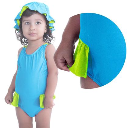 Imagem de Maiô De Bebês Com Babadinho e Chapéuzinho Dupla Face