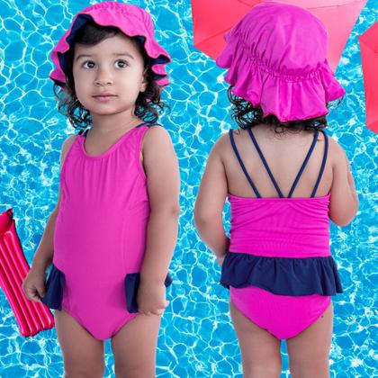 Imagem de Maiô De Bebês Com Babadinho e Chapéuzinho Dupla Face