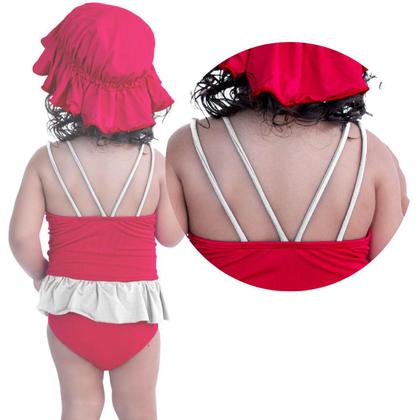 Imagem de Maiô De Bebês Com Babadinho e Chapéuzinho Dupla Face